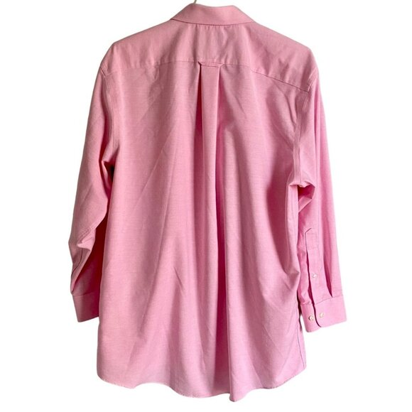 Stafford Travel Wrinkle Free Pink Oxford Long Sleeve Button Down Shirt Neck 17 - Picture 5 of 7